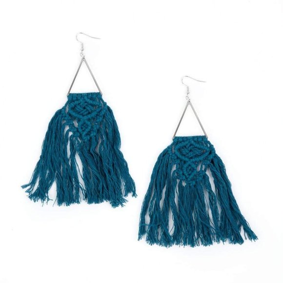 Modern Day Macrame' - Blue  Earring - Picture 2 of 2